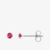 Boucles d'oreilles clous argent 925‰ rhodié et oxyde de zirconium rouge 3 mm SO OR