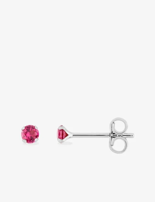 Boucles d'oreilles clous argent 925‰ rhodié et oxyde de zirconium rouge 3 mm SO OR