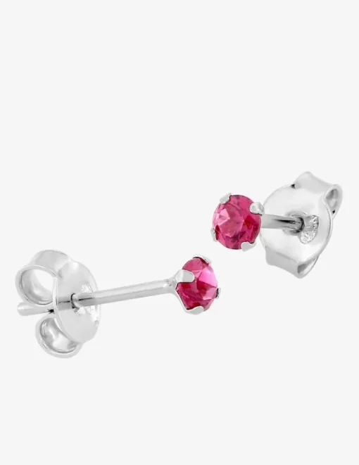 Boucles d'oreilles clous argent 925‰ rhodié et oxyde de zirconium rouge 3 mm SO OR