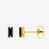Boucles d'oreilles clous acier doré et oxyde de zirconium noir rectangle SO OR