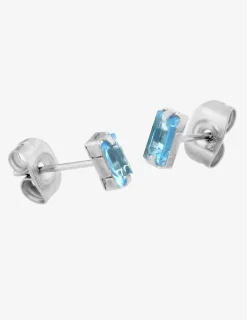 Boucles d'oreilles clous acier et oxyde de zirconium bleu SO OR
