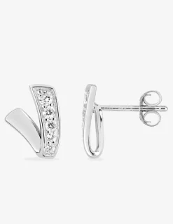 Boucles d'oreilles clous argent rhodié 925‰ avec oxyde de zirconium 11 mm SO OR