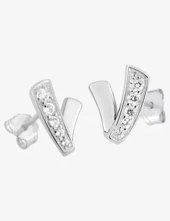 Boucles d'oreilles clous argent rhodié 925‰ avec oxyde de zirconium 11 mm SO OR