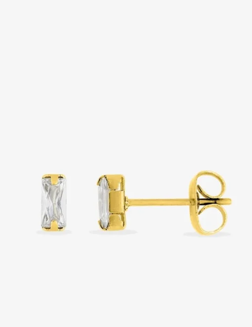 Boucles d'oreilles clous acier doré et oxyde de zirconium SO OR
