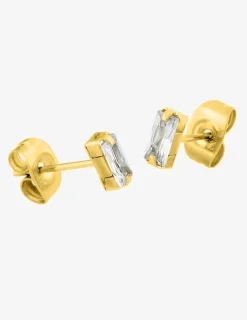 Boucles d'oreilles clous acier doré et oxyde de zirconium SO OR