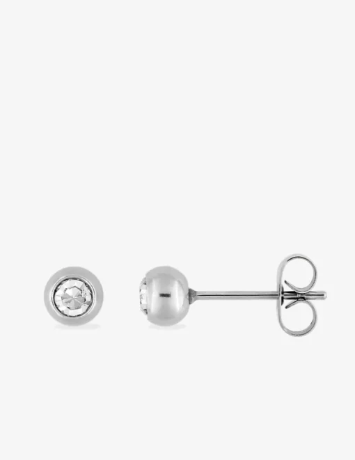 Boucles d'oreilles clous acier et oxyde de zirconium blanc 5 mm SO OR