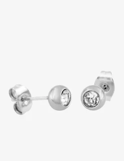 Boucles d'oreilles clous acier et oxyde de zirconium blanc 5 mm SO OR