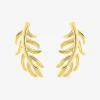 Boucles d'oreilles clous branche de feuilles tombantes plaqué or SO OR
