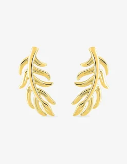 Boucles d'oreilles clous branche de feuilles tombantes plaqué or SO OR