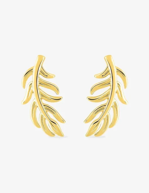Boucles d'oreilles clous branche de feuilles tombantes plaqué or SO OR