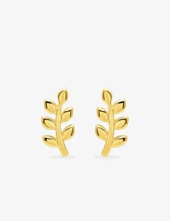 Boucles d'oreilles clous branche de feuilles plaqué or SO OR