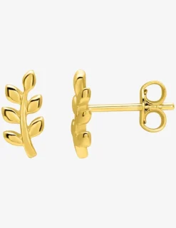 Boucles d'oreilles clous branche de feuilles plaqué or SO OR