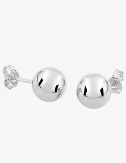 Boucles d'oreilles clous boules 8 mm or blanc 750 ‰ SO OR