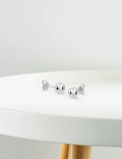 Boucles d'oreilles clous boules 6 mm or blanc 750 ‰ SO OR