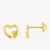Boucles d'oreilles clous cœur or jaune 750 ‰ SO OR