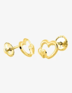 Boucles d'oreilles clous cœur or jaune 750 ‰ SO OR