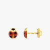 Boucles d'oreilles clous coccinelle or jaune 750 ‰ SO OR