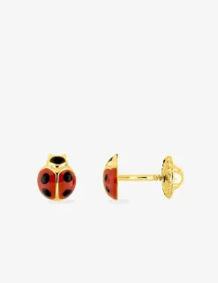 Boucles d'oreilles clous coccinelle or jaune 750 ‰ SO OR