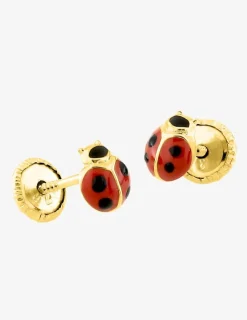 Boucles d'oreilles clous coccinelle or jaune 750 ‰ SO OR