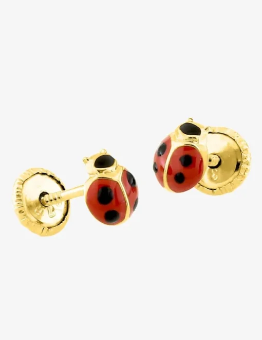 Boucles d'oreilles clous coccinelle or jaune 750 ‰ SO OR