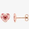 Boucles d'oreilles clous cœur motif léopard plaqué or rose et laque rose SO OR