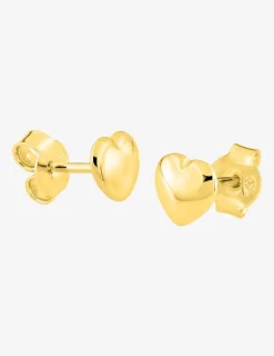 Boucles d'oreilles clous cœur bombé plaqué or SO OR