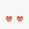 Boucles d'oreilles clous cœur plaqué or et laque rose SO OR