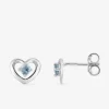 Boucles d'oreilles clous cœur or blanc 375‰, topaze SO OR