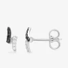 Boucles d'oreilles clous courbes bicolores superposées argent rhodié 925‰ avec oxyde de zirconium SO OR