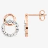 Boucles d'oreilles clous cercles entrelacés plaqué or rose, rhodium et oxyde de zirconium SO OR