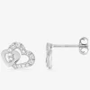 Boucles d'oreilles clous cœurs argent rhodié 925‰ avec oxyde de zirconium SO OR