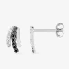 Boucles d'oreilles clous courbes bicolores argent rhodié 925‰ avec oxyde de zirconium SO OR