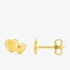 Boucles d'oreilles clous double cœur plaqué or SO OR