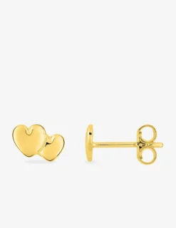 Boucles d'oreilles clous double cœur plaqué or SO OR