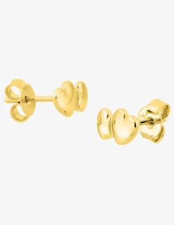 Boucles d'oreilles clous double cœur plaqué or SO OR