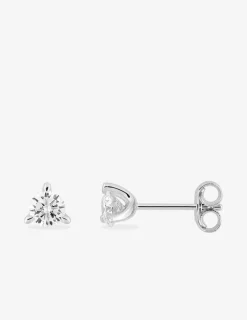 Boucles d'oreilles clous en or blanc 375 ‰, diamant synthétique 0,40 ct SO OR