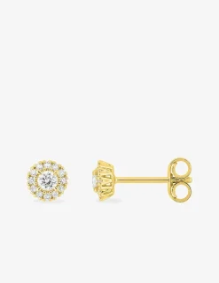 Boucles d'oreilles clous en or jaune 375 ‰, diamants synthétiques 0,17 ct SO OR
