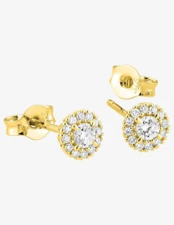 Boucles d'oreilles clous en or jaune 375 ‰, diamants synthétiques 0,17 ct SO OR