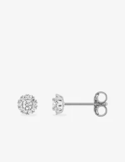 Boucles d'oreilles clous en or blanc 375 ‰, diamants synthétiques 0,11 ct SO OR