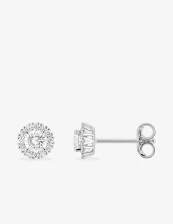 Boucles d'oreilles clous en or blanc 375 ‰, diamants synthétiques 0,40 ct SO OR