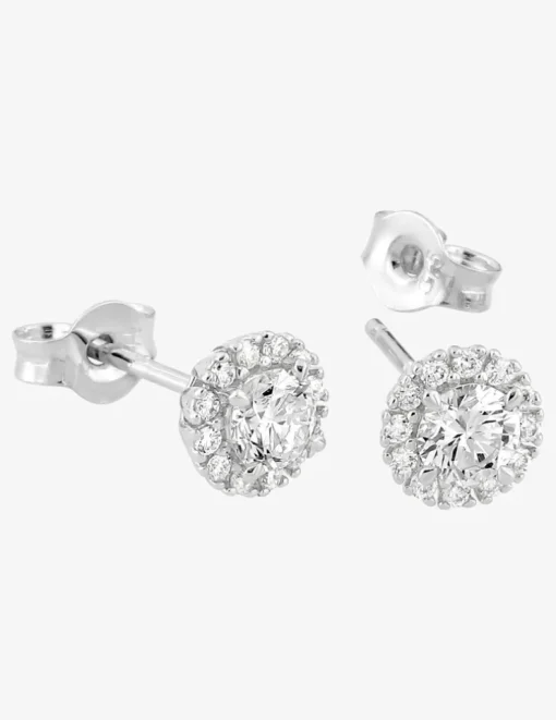 Boucles d'oreilles clous en or blanc 375 ‰, diamants synthétiques 0,40 ct SO OR