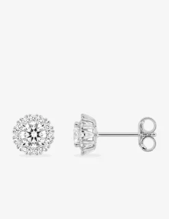 Boucles d'oreilles clous en or blanc 375 ‰, diamants synthétiques 0,57 ct SO OR