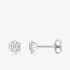 Boucles d'oreilles clous en or blanc 375 ‰, sept diamants synthétiques 0,30 ct SO OR
