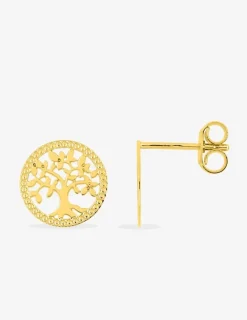 Boucles d'oreilles clous en or jaune 375‰ arbre de vie SO OR