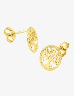 Boucles d'oreilles clous en or jaune 375‰ arbre de vie SO OR