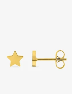 Boucles d'oreilles clous en acier doré, motif étoile SO OR