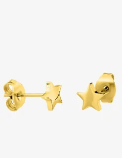 Boucles d'oreilles clous en acier doré, motif étoile SO OR