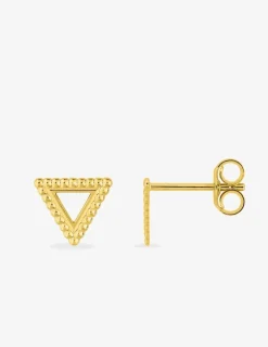 Boucles d'oreilles clous en or jaune 375 ‰, motif triangle SO OR