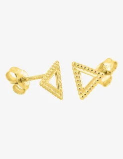 Boucles d'oreilles clous en or jaune 375 ‰, motif triangle SO OR