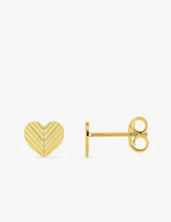 Boucles d'oreilles clous en or jaune 750 ‰, motif cœur SO OR